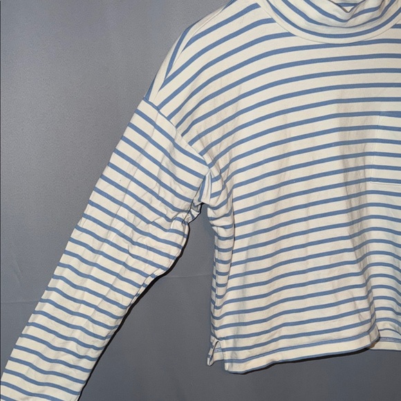Vineyard Vines Funnel Neck Striped Long Sleeve Tee Coastal Organic Cotton Size M - Picture 2 of 7